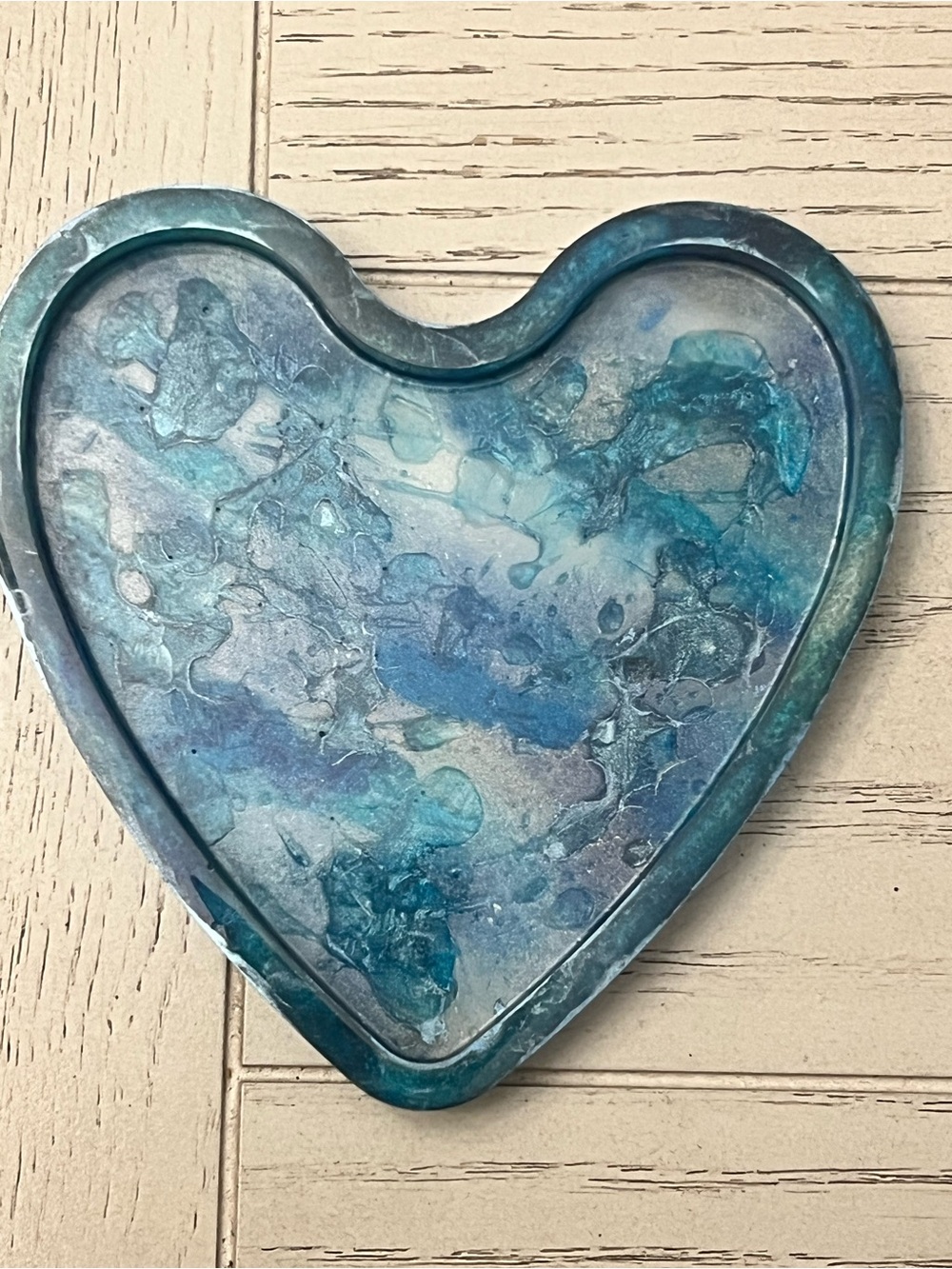 Handmade Blue Swirls Heart Shaped Resin Art Tray
